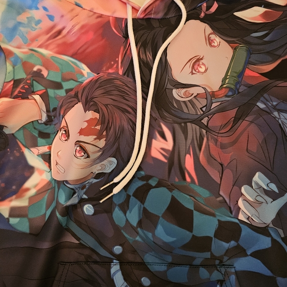 Rare Demon Hunter Graphic Print Medium Sized Hoodie With Kangaroo Pockets - Picture 4 of 4